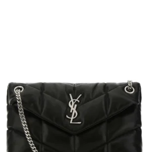 Black nappa leather small Puffer shoulder bag
