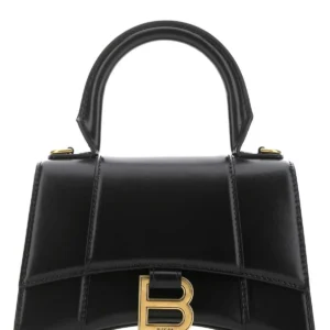 Black leather XS Hourglass handbag