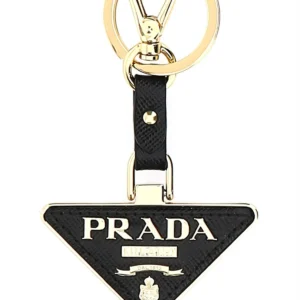 Two-tone metal and leather key ring