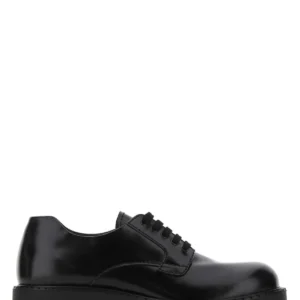 Black leather lace-up shoes