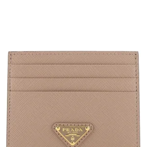 Powder pink leather card holder