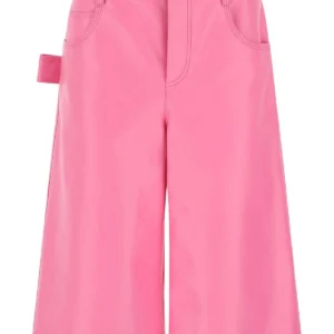 Pink nappa leather bermuda shorts
