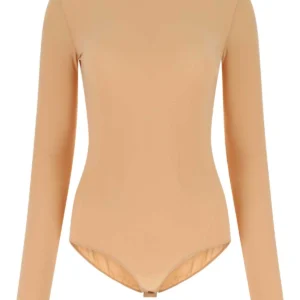Skin pink stretch nylon bodysuit