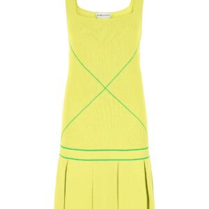 Acid green viscose blend dress