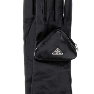 Black leather gloves