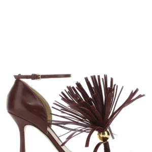 Burgundy leather Stretch sandals
