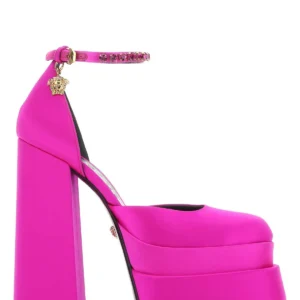 Fuchsia satin Medusa Aevitas pumps