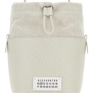 Chalk leather and canvas mini 5AC bucket bag