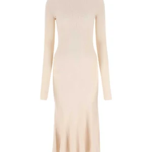 Sand silk blend dress