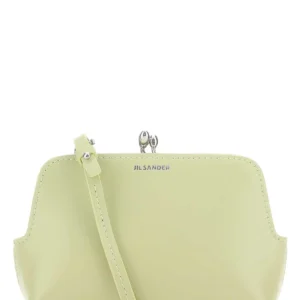 Pastel green leather micro Goji crossbody bag