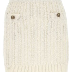 Ivory cotton blend mini skirt