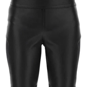 Black leather and fabric leggings