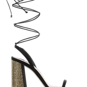 Black satin sandals