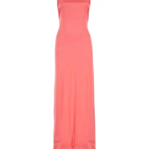Pink satin long dress