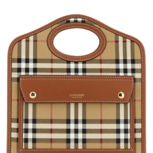 Printed canvas and leather mini Pocket handbag