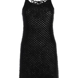 Black crochet mini dress