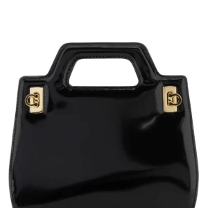 Black leather mini Wanda handbag