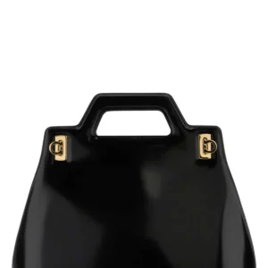 Black leather Wanda M handbag