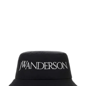 Black nylon blend bucket hat