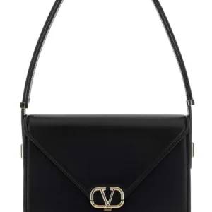 Black leather VLogo shoulder bag