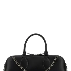 Black leather Rockstud East-West handbag