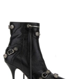 Black leather Cagole ankle boots