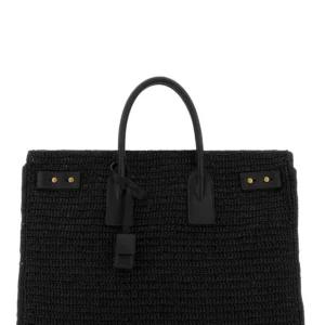 Black raffia medium Sac De Jour shopping bag