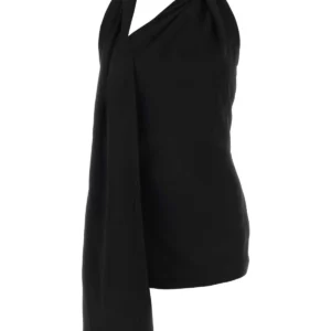 Black satin mini dress