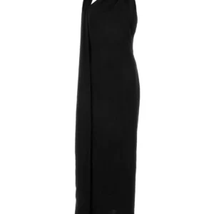 Black satin long dress