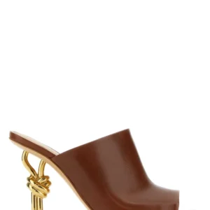 Brown nappa leather Knot mules