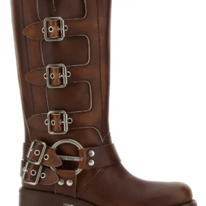 Brown leather boots