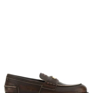 Dark brown leather loafers