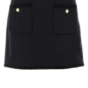 Midnight blue wool mini skirt