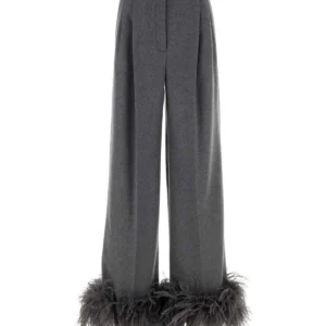 Grey cashmere wide-leg pant