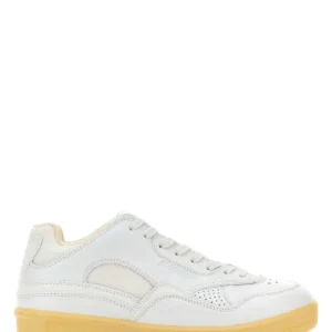 White leather and fabric Basket sneakers