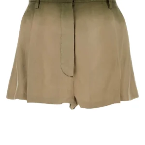 Sage green silk shorts