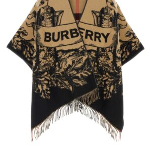 Embroidered wool reversible cape