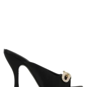 Black satin mules