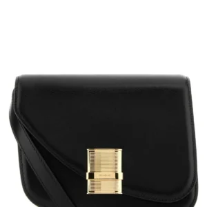Black leather crossbody bag