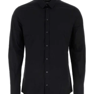 Black stretch poplin shirt