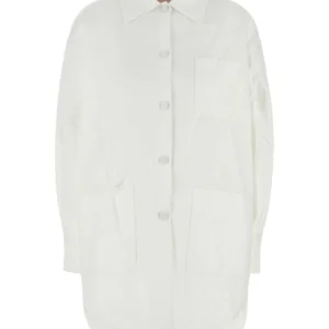 White cotton blend oversize jacket