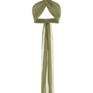 Sage green silk crop-top