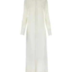 Chalk crepe shirt dress