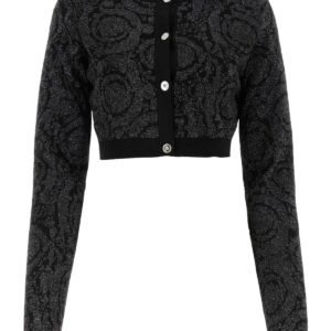 Embroidered stretch viscose blend cardigan
