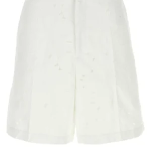 White cotton blend bermuda shorts
