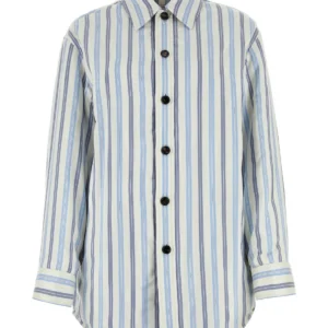 Embroidered silk oversize padded shirt
