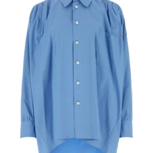 Light blue cotton blend oversize shirt