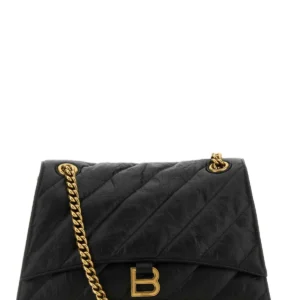 Black leather Crush M shoulder bag