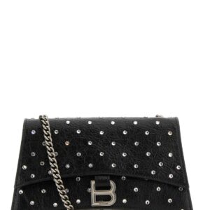 Black leather Crush XS shoulder bag