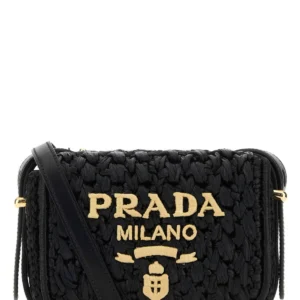Black raffia crossbody bag